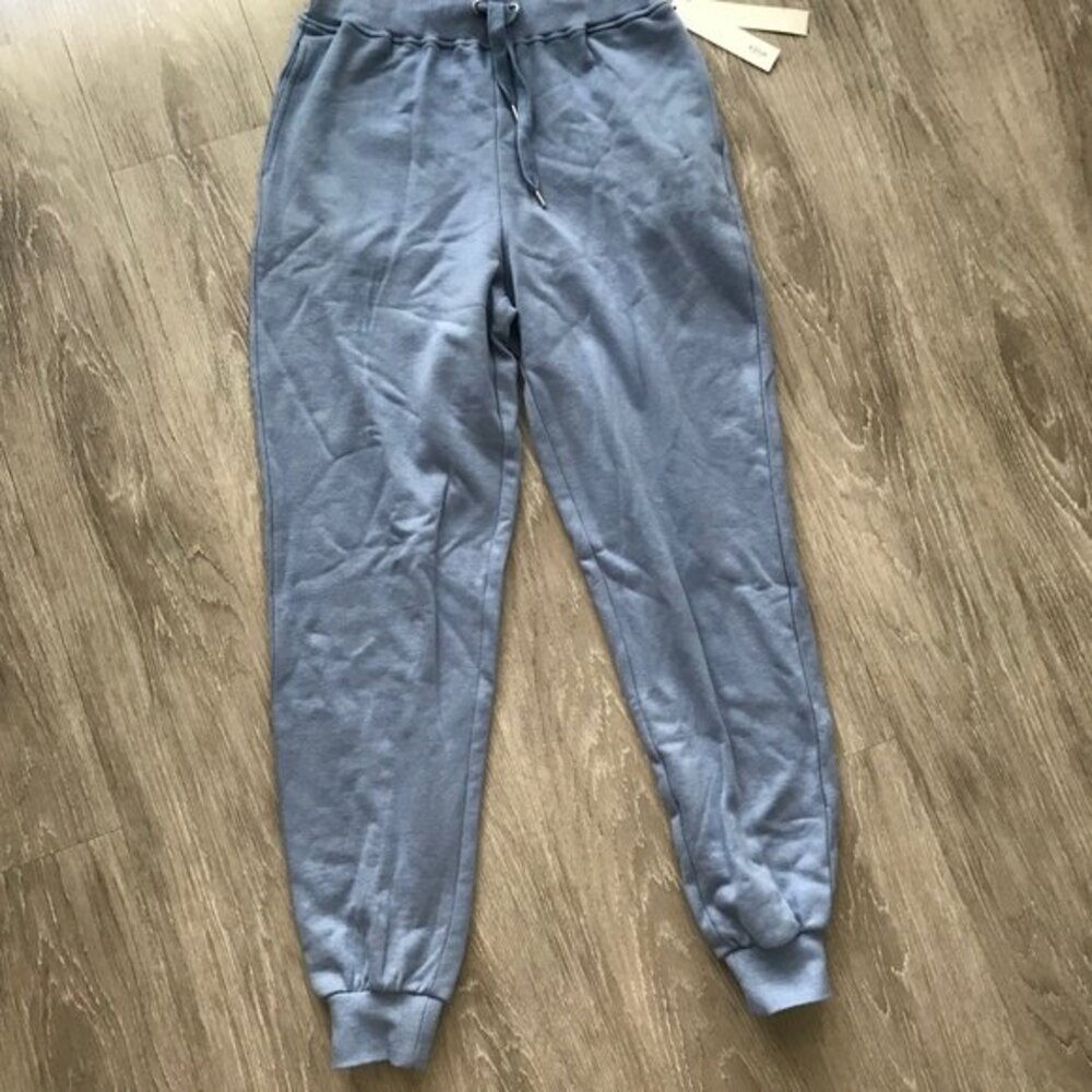 AQUA Sweater Knit Jogger Pants Iris Blue Size Small Wide Ribbed Drawstring NWT